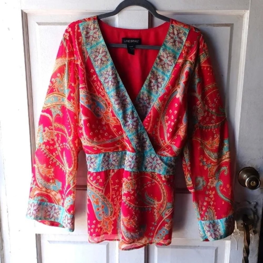 Lane Bryant Multi Color Boho Floral Blouse, size 22/24